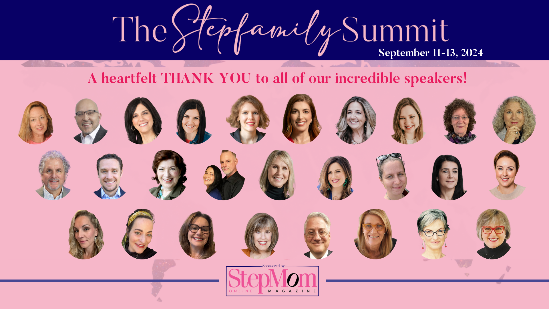 2024 Banner Thank you with 28 speakers and StepMom Magazine Logo